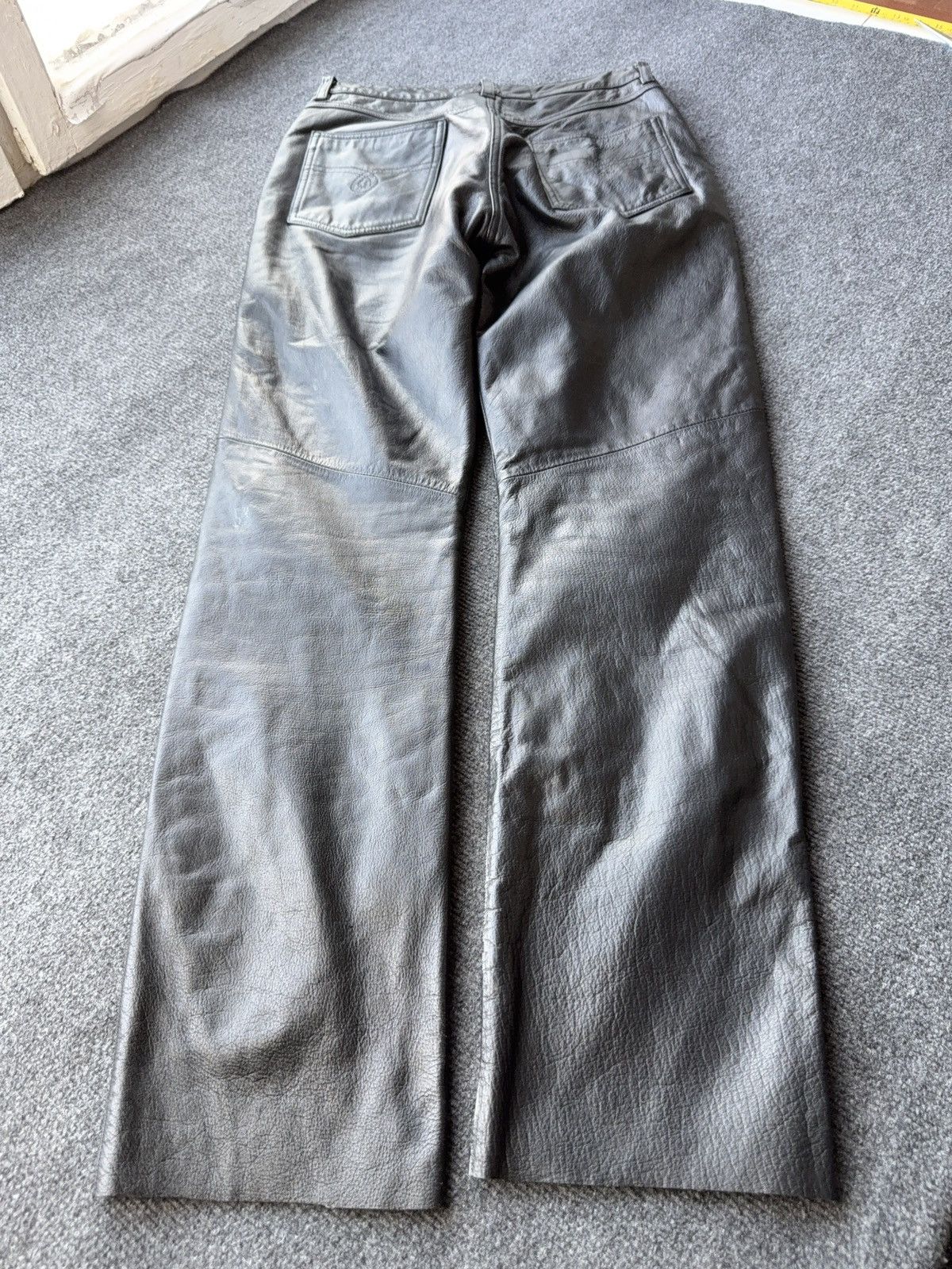 Genuine Leather Leather Biker MOTO Rock Punk Opium Chrome Style Pants Black Size US 29 - 14 Thumbnail