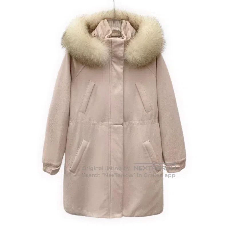 Loro Piana Loro Piana Nude Pink Cashmere Hooded Lamb Fur Collar Long Size XXS / US 00 / IT 34 - 1 Thumbnail