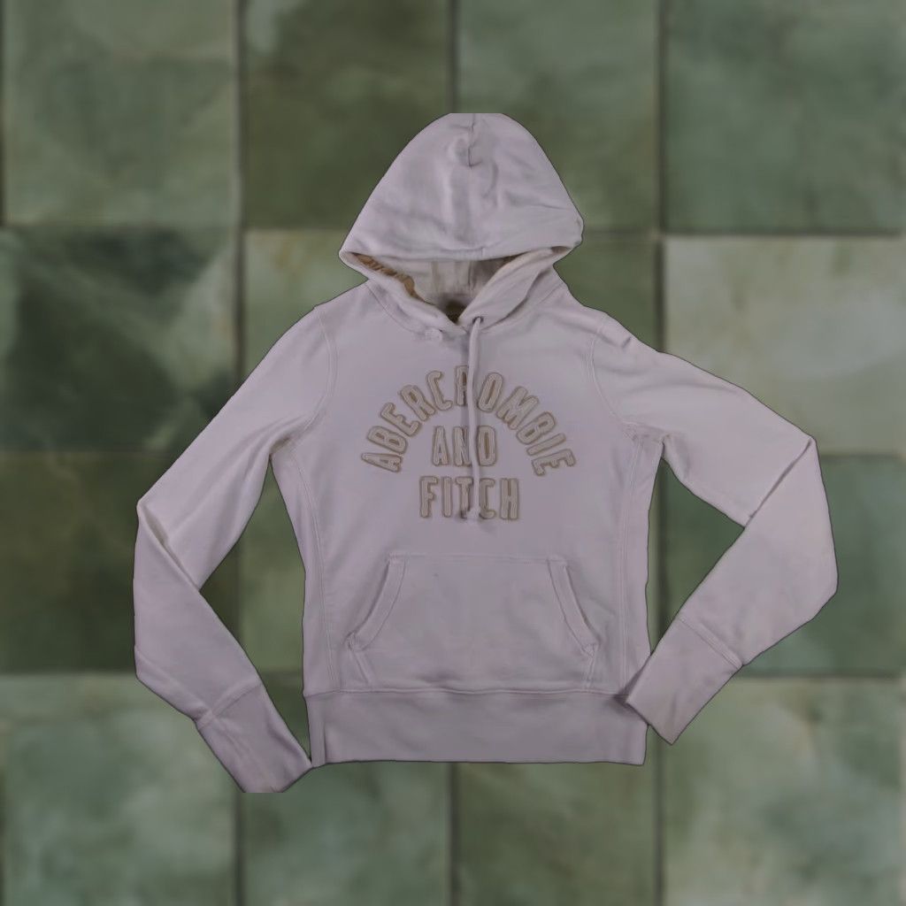Abercrombie & Fitch Abercrombie and Fitch Hoodie Womens L White Logo Kangaroo Pocket Pullover Size L / US 10 / IT 46 - 1 Thumbnail