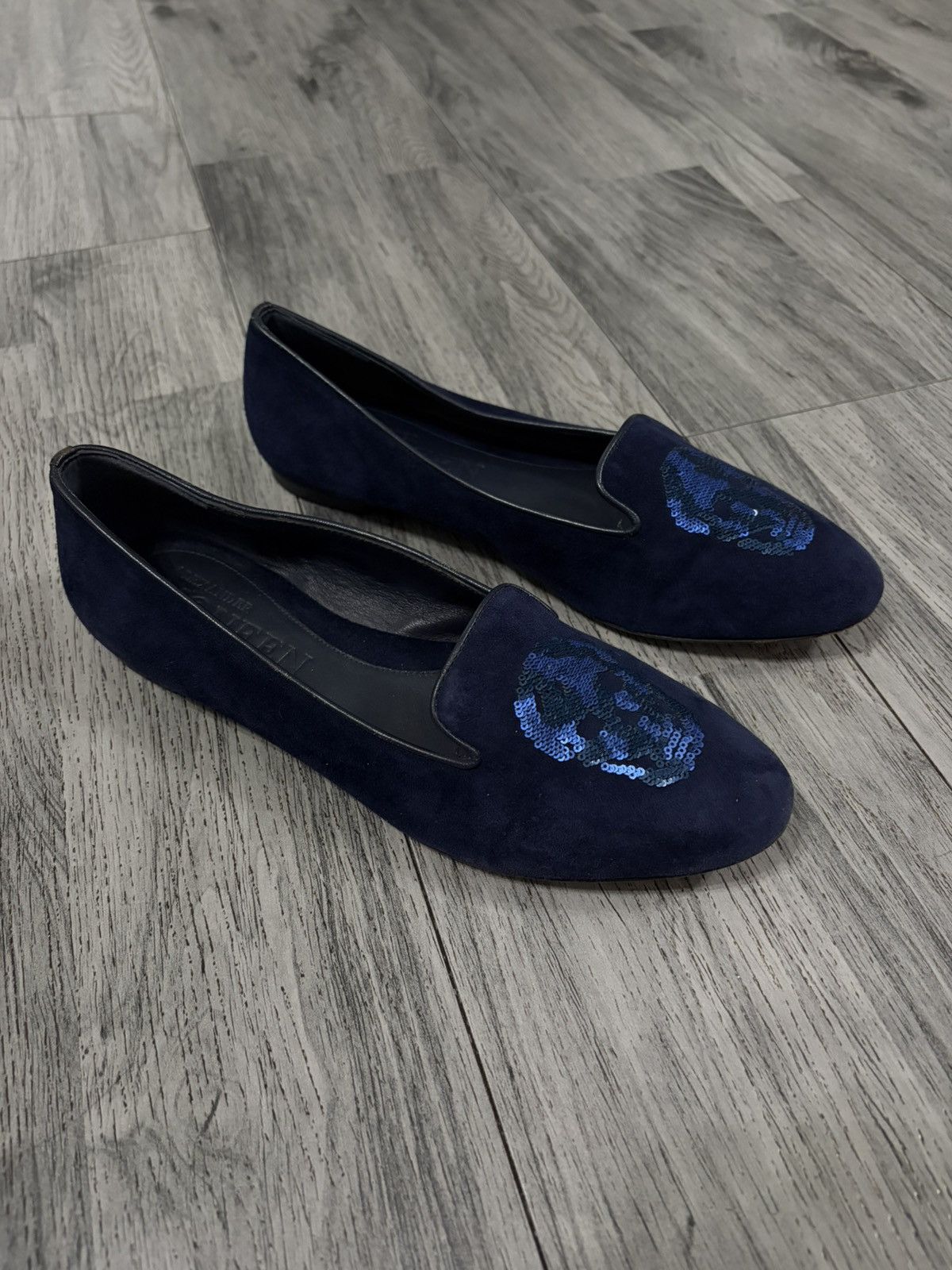 Alexander McQueen Alexander McQueen Navy Suede Slip-On Ballet Flat Skull Size US 6.5 / IT 36.5 - 3 Thumbnail