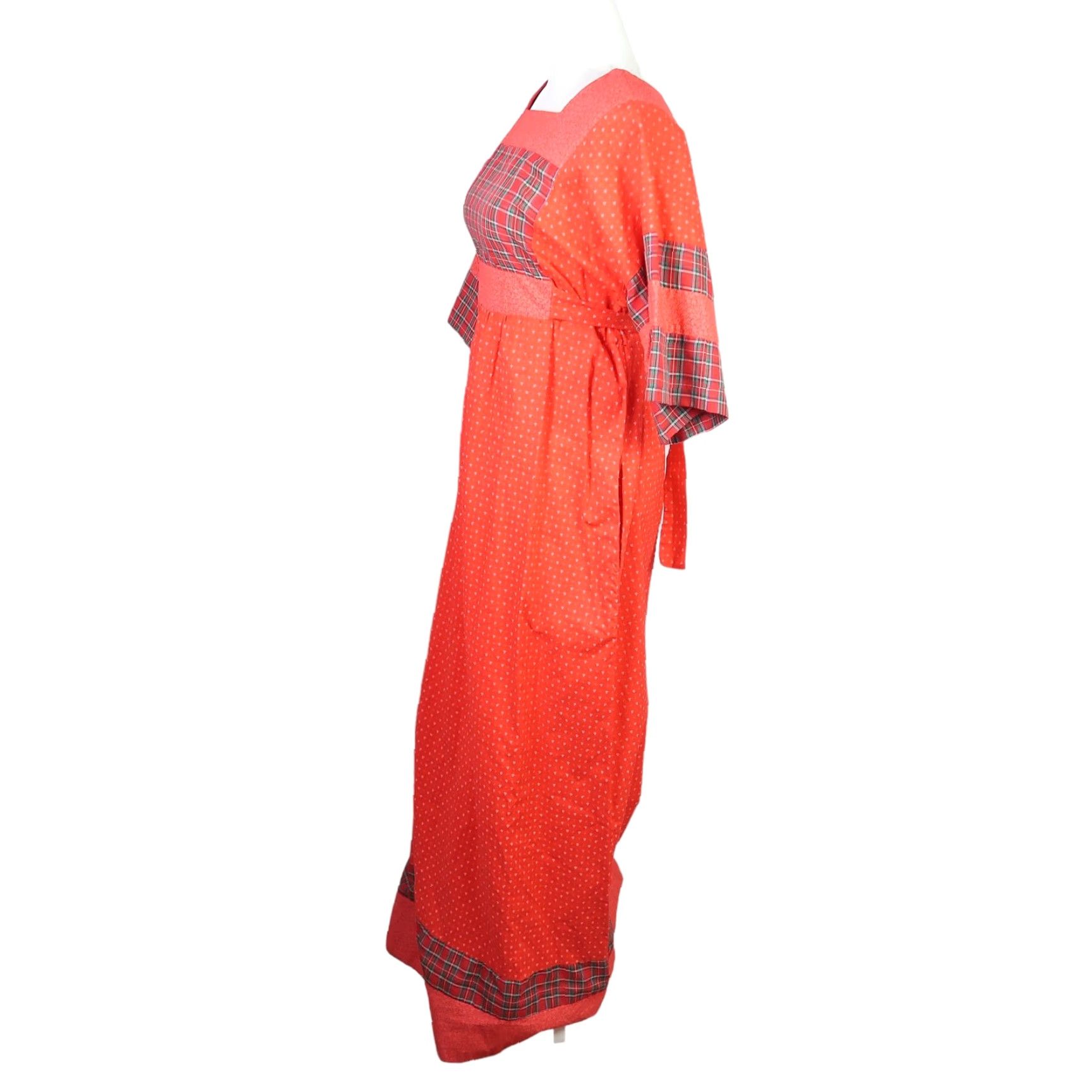 Vintage VINTAGE Brass Plum Maxi Dress 80s Red Plaid Floral Prairie 13 Cotton Bohemian Size 13 Women Size XL / US 12-14 / IT 48-50 - 3 Thumbnail