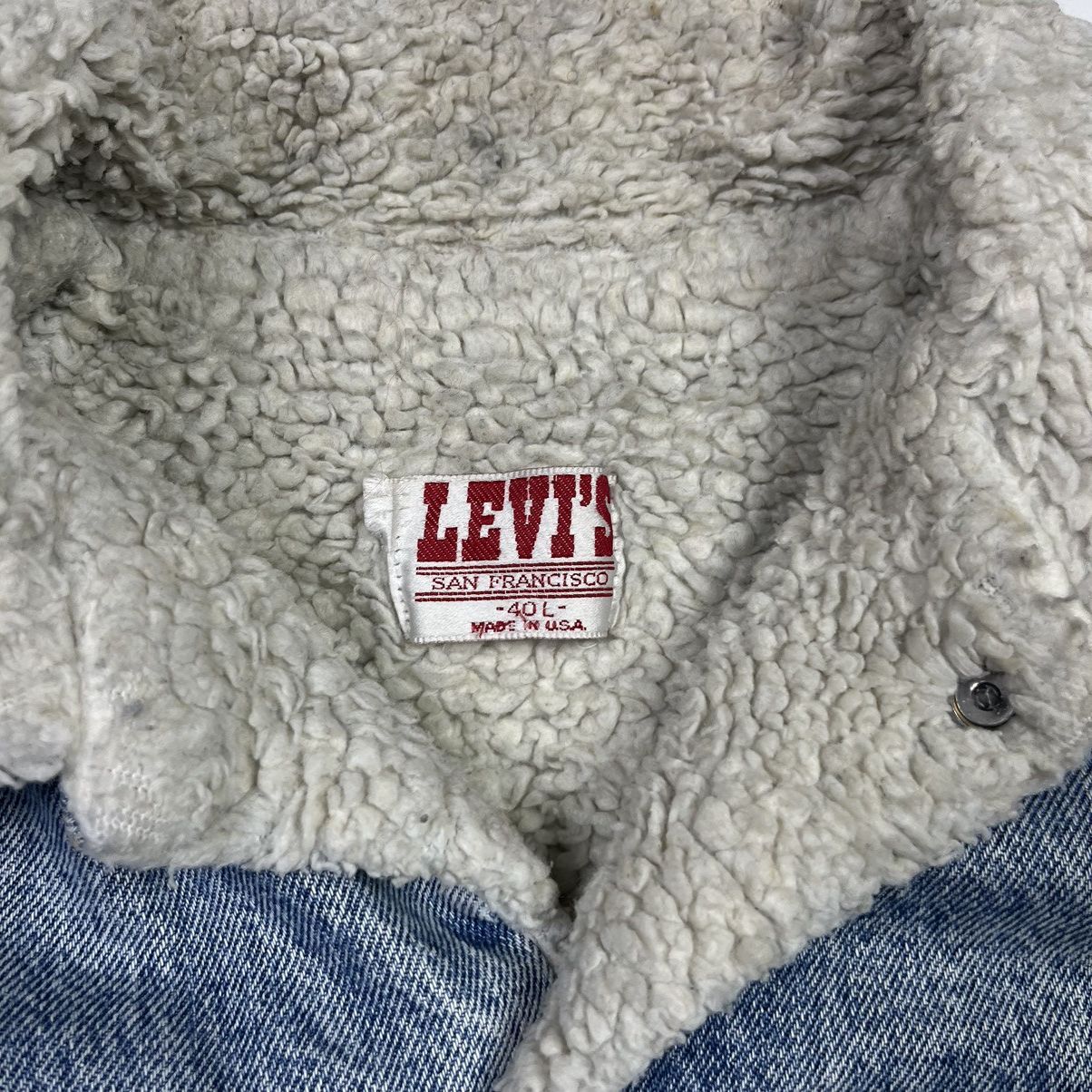 Levi's Vintage Clothing × Vintage 90s Levi’s Vintage Clothing Denim Sherpa Jacket Made in USA Size US L / EU 52-54 / 3 - 10 Thumbnail