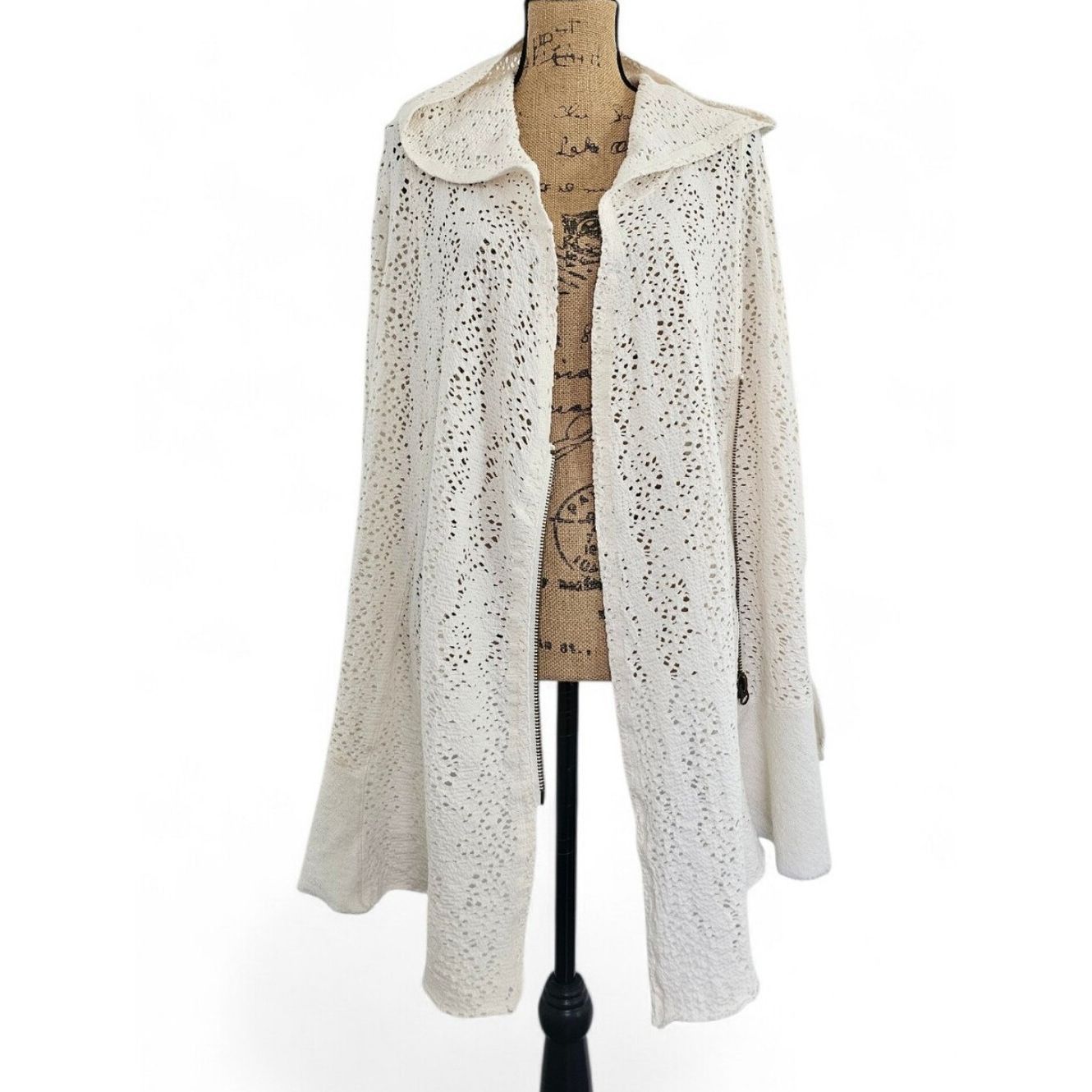 Free People Free People Doily Hooded Cardigan Ivory Open Knit Boho Jack Size S / US 4 / IT 40 - 2 Thumbnail