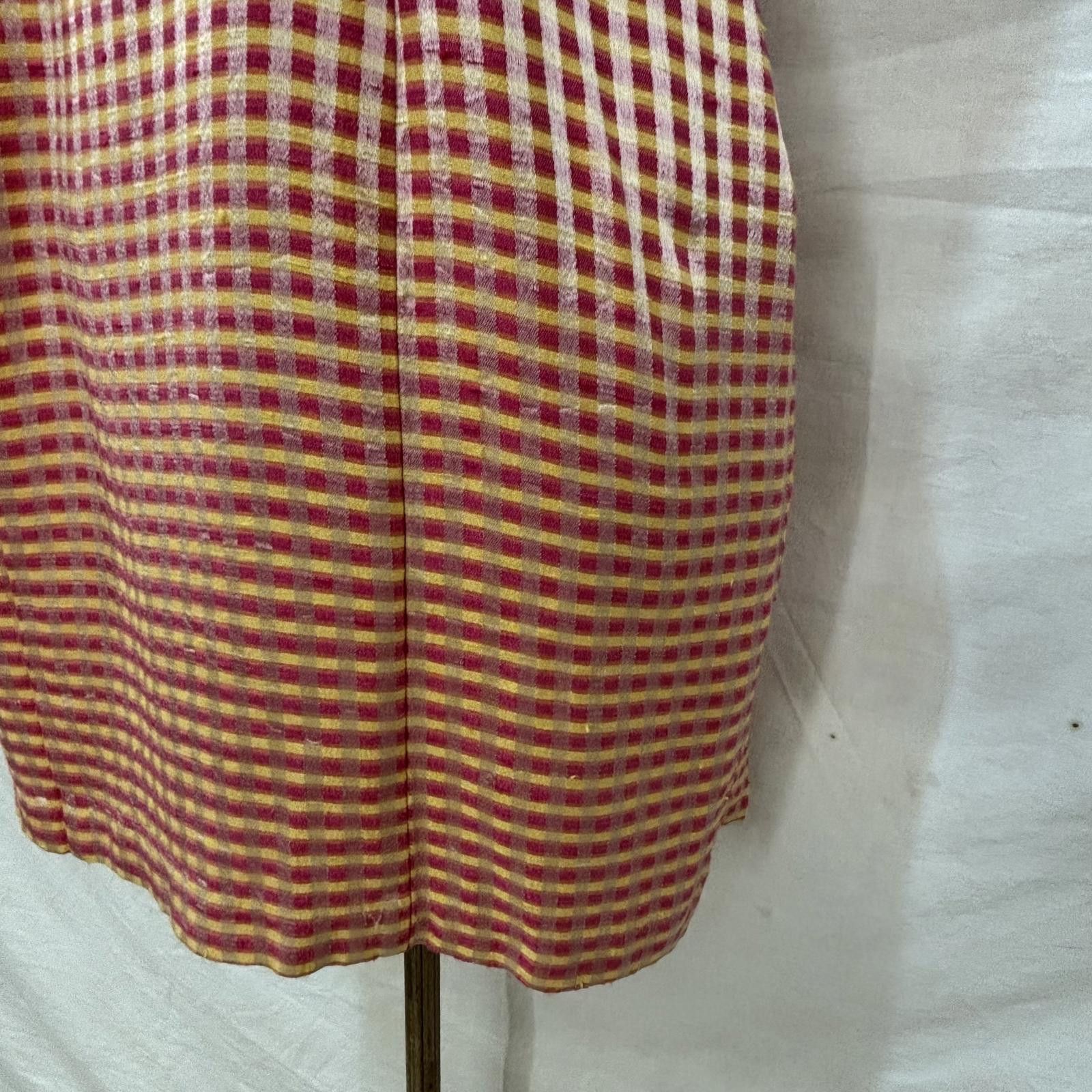 Other Vtg 90s keyhole yellow orange pink plaid mini dress Size M / US 6-8 / IT 42-44 - 5 Thumbnail