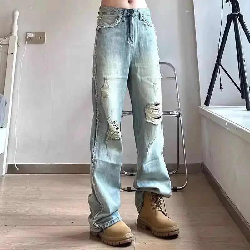 Japanese Brand Straight and loose ripped jeans Size US 32 / EU 48 - 2 Thumbnail