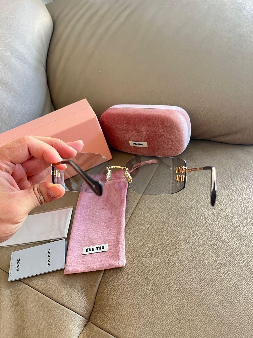 Miu Miu Miu Miu 54YS gold Sunglasses with Smoke Gradient Lenses Size ONE SIZE - 3 Thumbnail