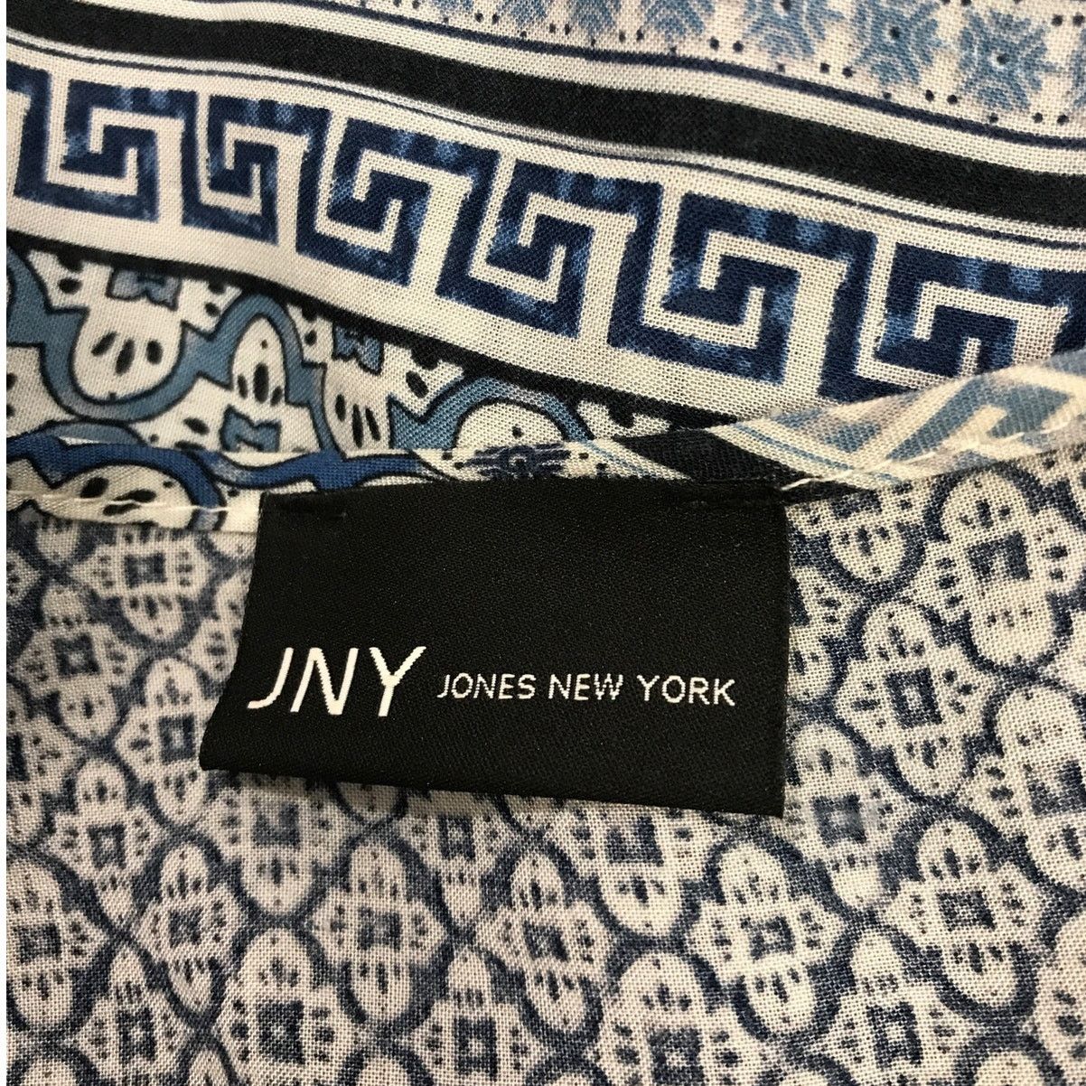 Jones New York JNY Jones New York Blue Striped V-Neck Short Sleeve Top Size XXL / US 16-18 / IT 52-54 - 3 Thumbnail