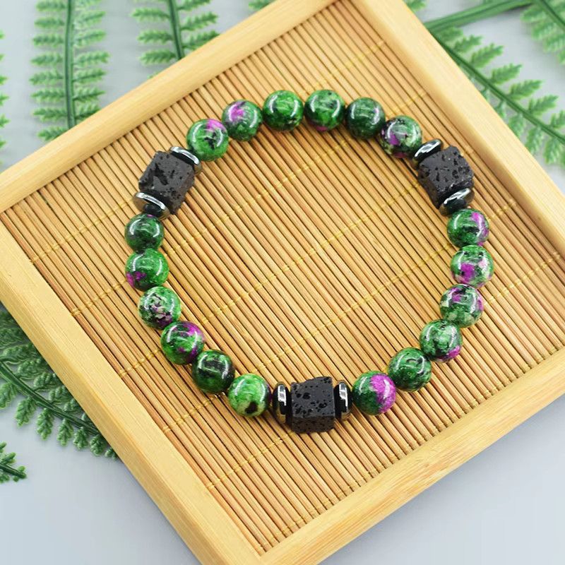 Jewelry × Vintage 8mm Black Block Volcanic Stone Bracelet Size ONE SIZE - 1 Thumbnail