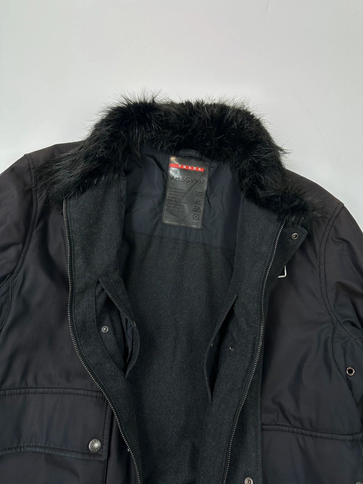 Prada Prada Sport FW2007 Black Faded Bomber Aviator Jacket Size US XL / EU 56 / 4 - 13 Thumbnail