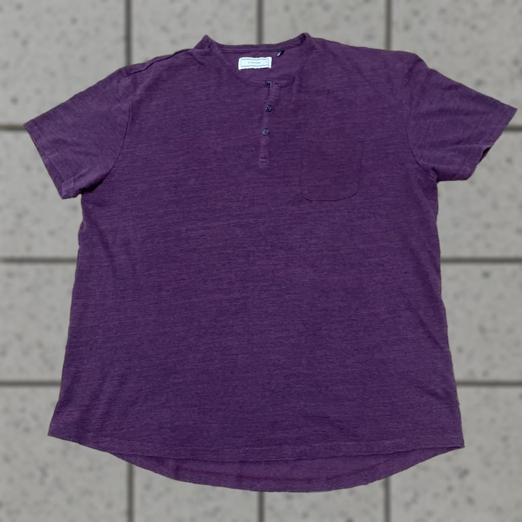 Vintage Five Four Henley Shirt Men XL Burgundy Red Textured Terry Dark Dressy Mature Shirt Size US XL / EU 56 / 4 - 1 Thumbnail