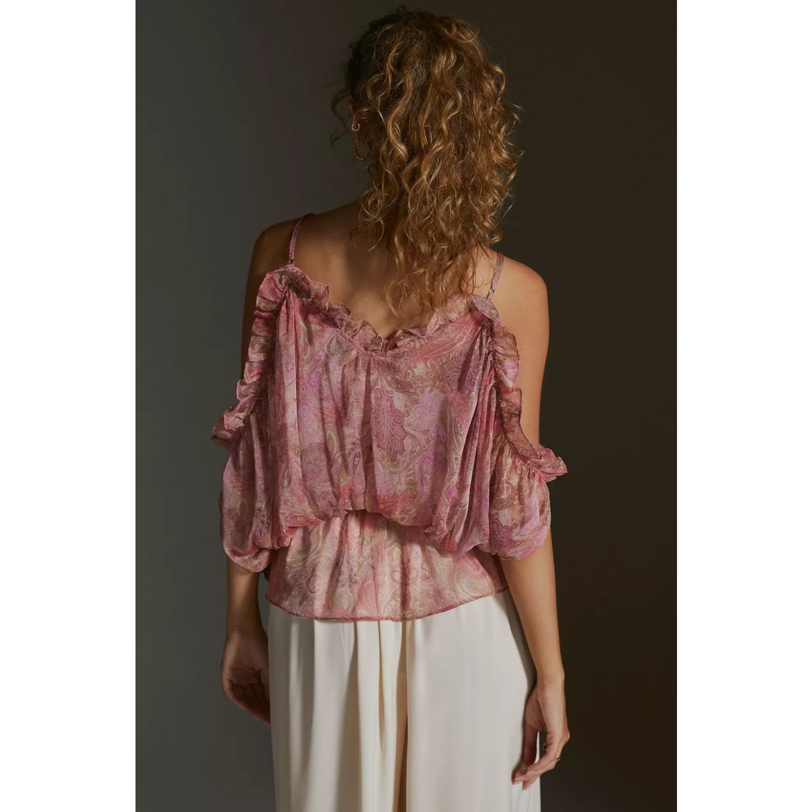 Anthropologie New Anthropologie MISA Farideh Top $285 X-SMALL Pink Paisley Size XS / US 0-2 / IT 36-38 - 4 Thumbnail