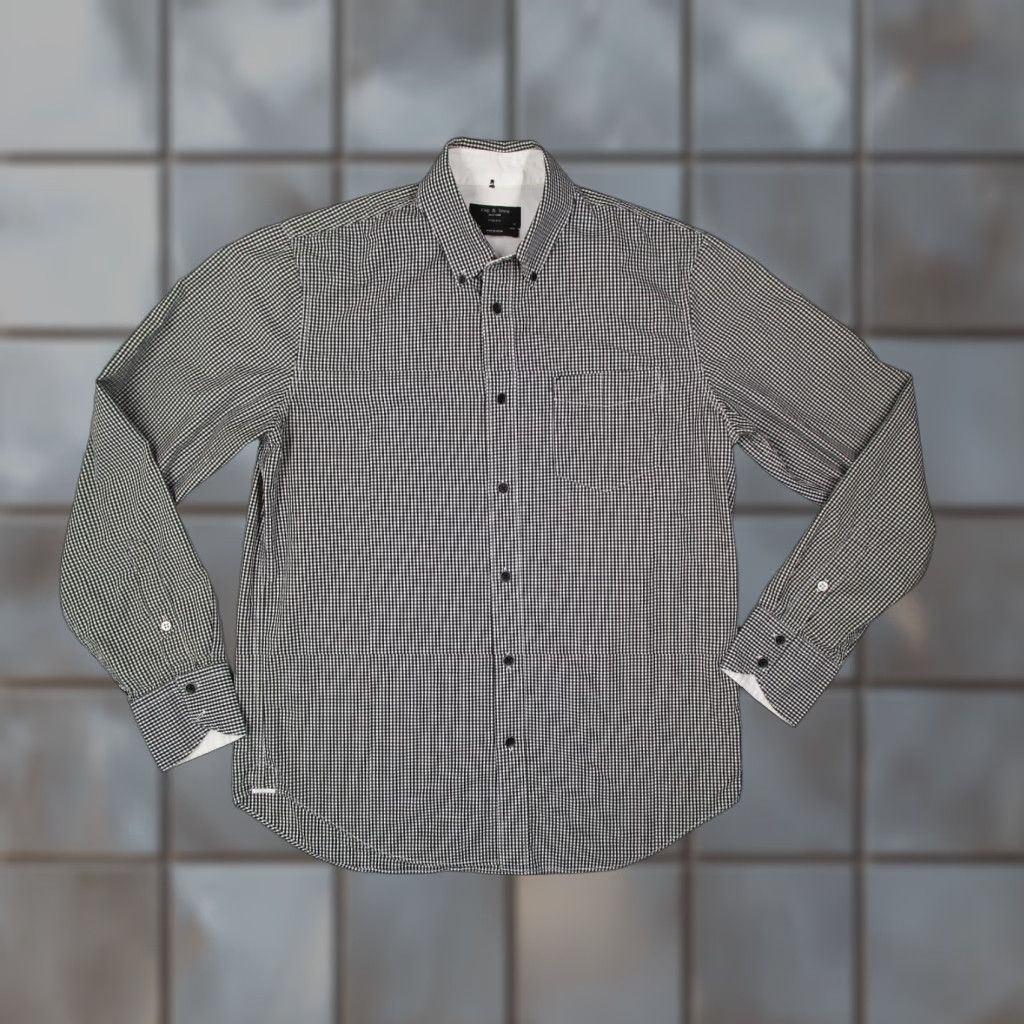 Rag & Bone rag & bone Button-Up Shirt Mens Large Slim Fit Black Check Long Sleeve Machine Washable Size US L / EU 52-54 / 3 - 1 Thumbnail
