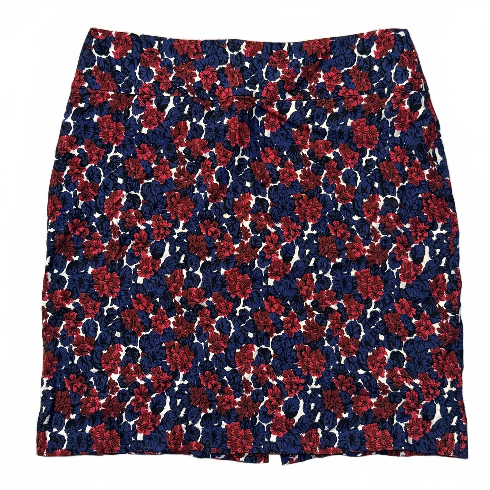 Designer Margaret M pull-on floral pencil skirt, navy/red – 1X Size 40" / US 18 - 1 Thumbnail