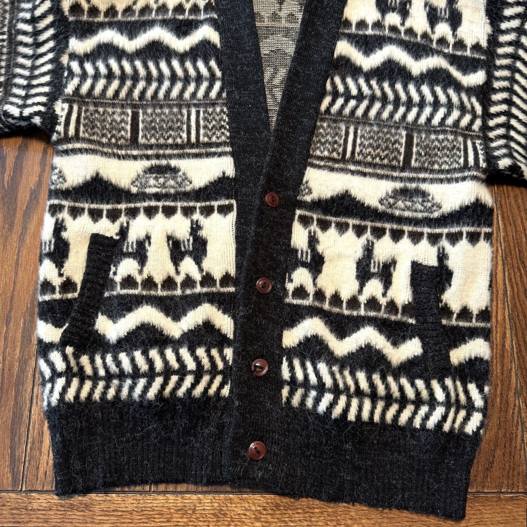 Vintage VINTAGE Tejidos Ruminahui Alpaca Jacket Cardigan Women’s XL Black White Design Size XL / US 12-14 / IT 48-50 - 3 Thumbnail