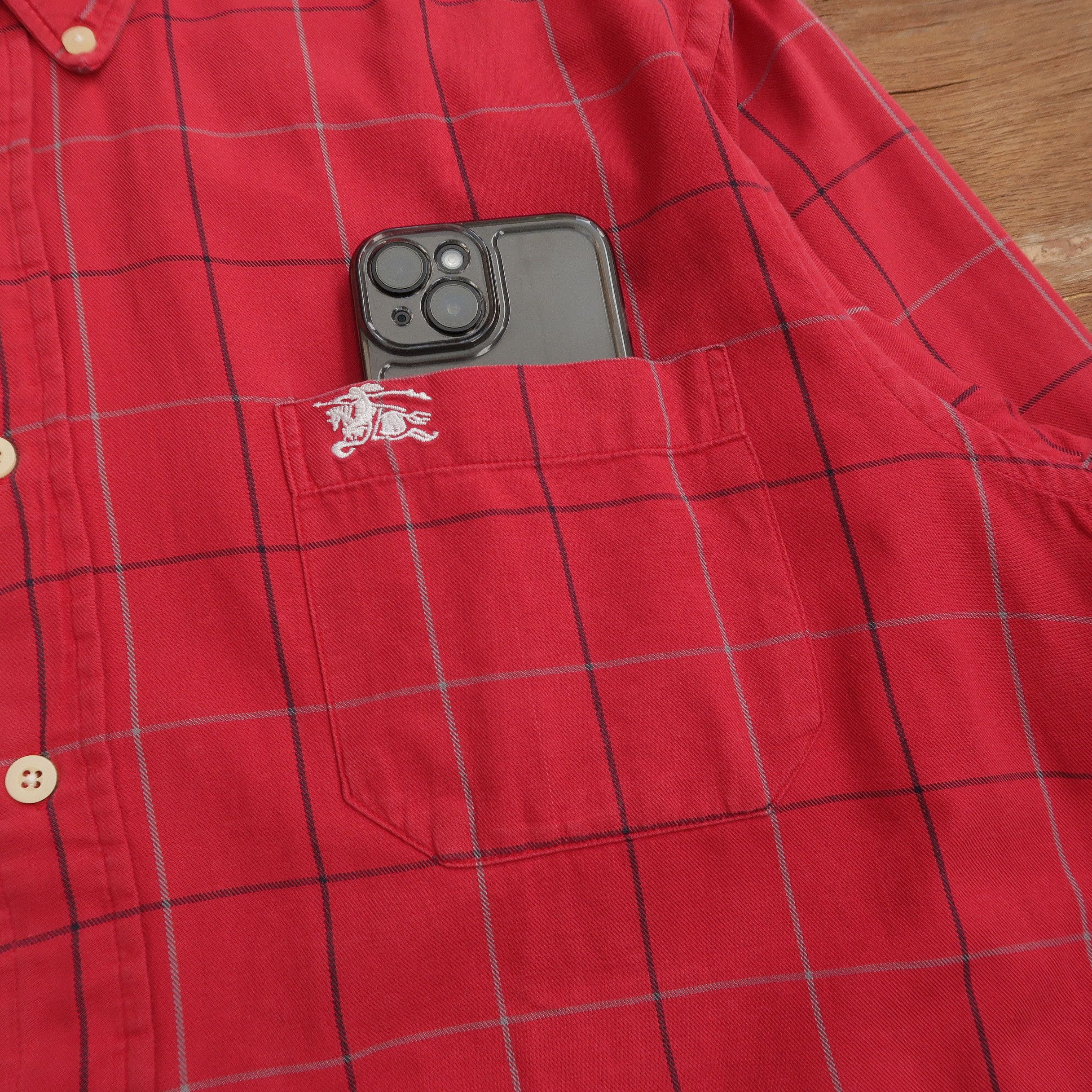 Burberry Vintage 90s Burberry Nova Check Old Red Shirt Size US L / EU 52-54 / 3 - 6 Thumbnail