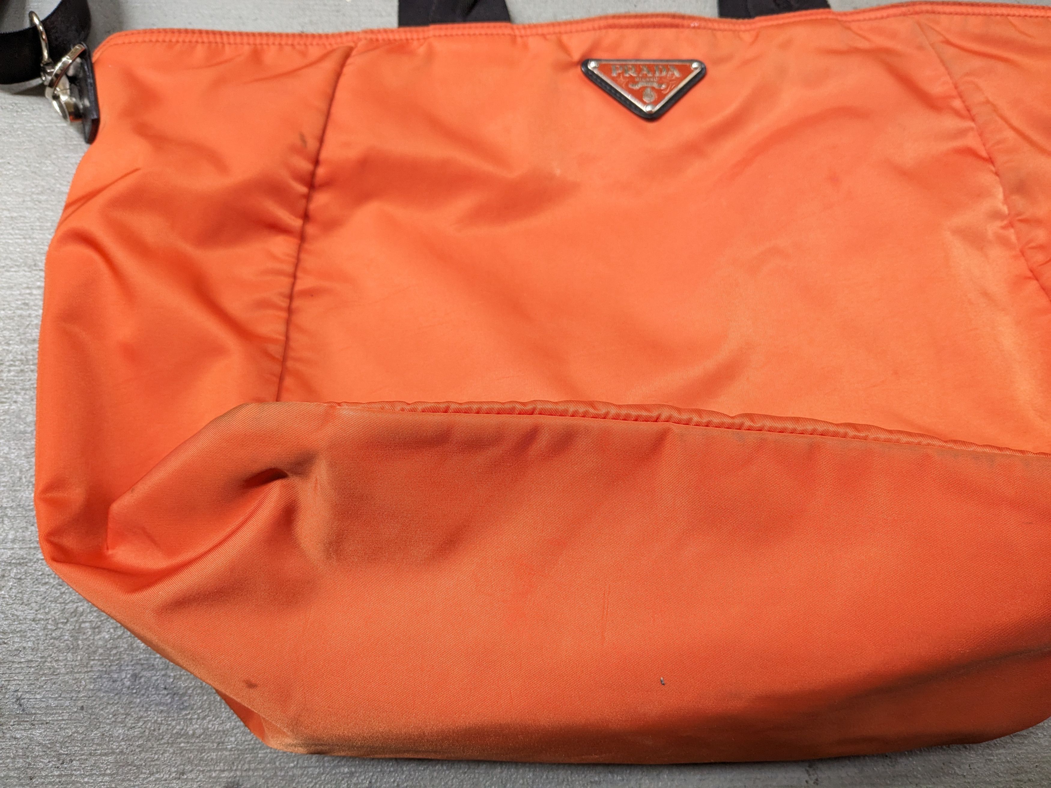 Prada Prada Bag Tote Purse Orange Nylon Black 2Way Shoulder Size ONE SIZE - 6 Thumbnail