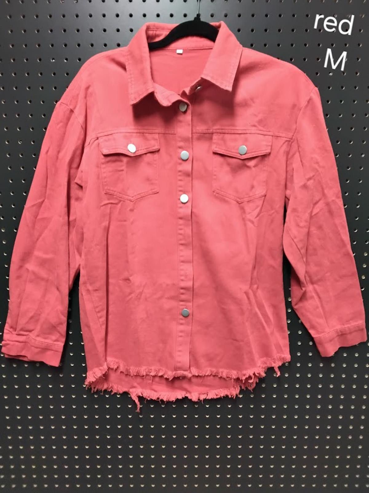 Unknown London Trendy Red Denim Jacket - Rock That Casual Cool Look! Size M / US 6-8 / IT 42-44 - 1 Preview