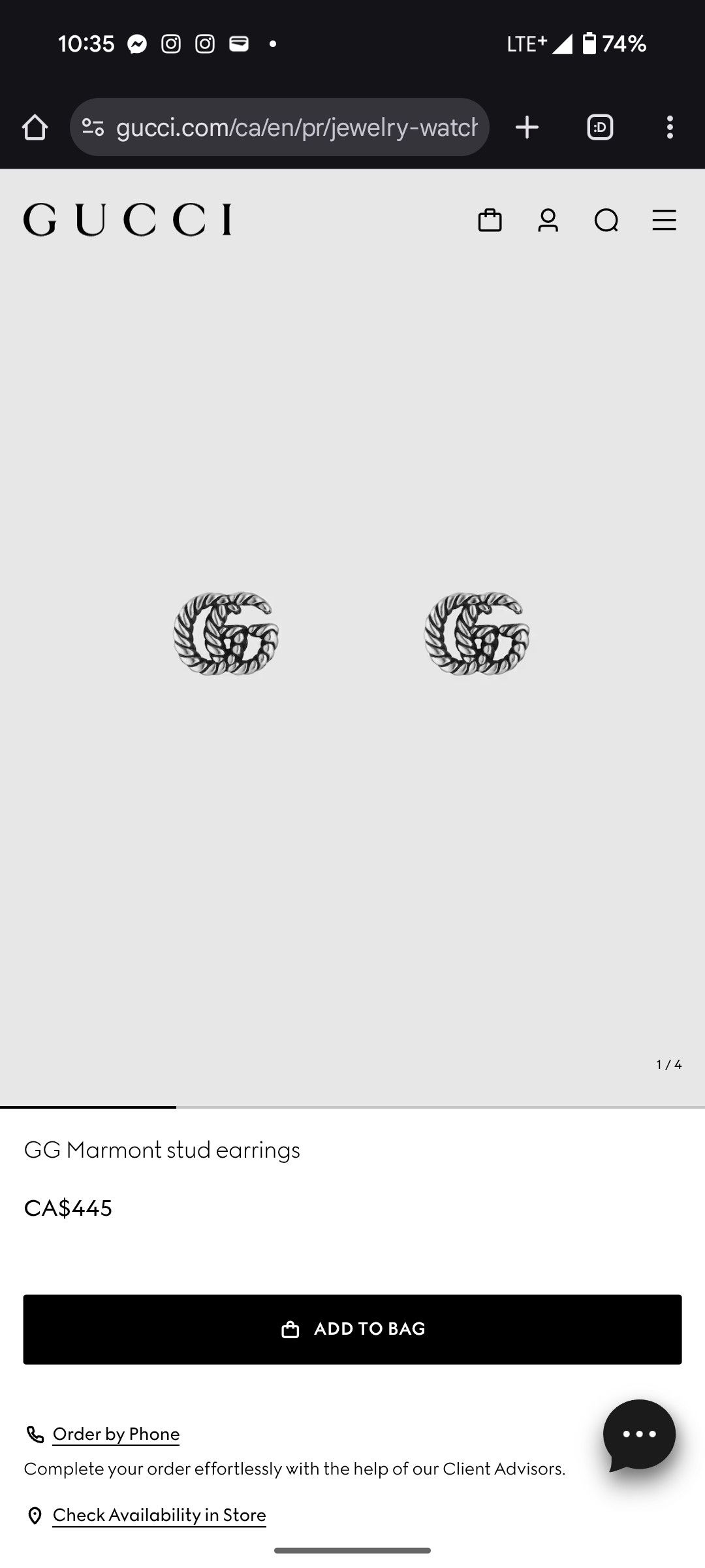 Gucci Gucci Double GG Marmont Rope Stud Earrings Size ONE SIZE - 1 Thumbnail