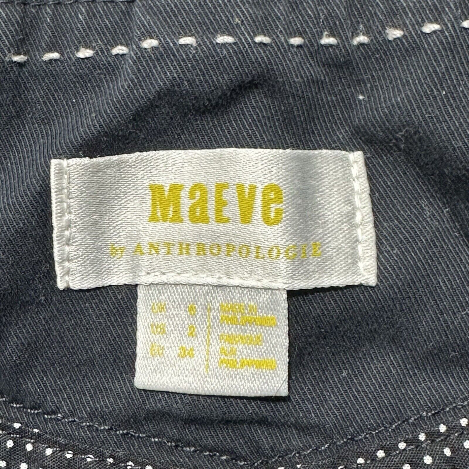 Anthropologie Maeve 2 Black High Rise Flat Front Chino Pants (25x27) Size 26" / US 2 / IT 38 - 4 Thumbnail