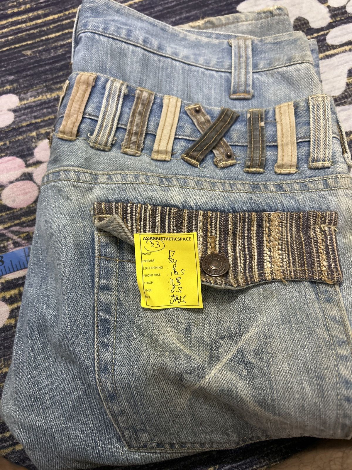 If Six Was Nine Vintage Dominate Double Waist Belt Loop Light Dirty Washed Size US 33 - 25 Thumbnail