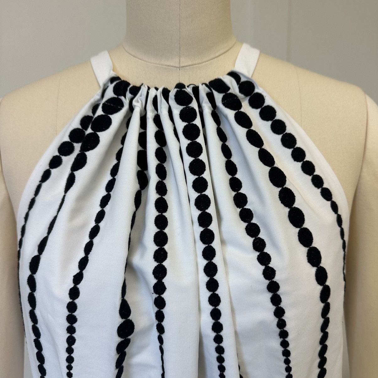 Elie Saab Elie Saab Moon Embroidered Poplin Dress In White And Black Size M / US 6-8 / IT 42-44 - 8 Thumbnail