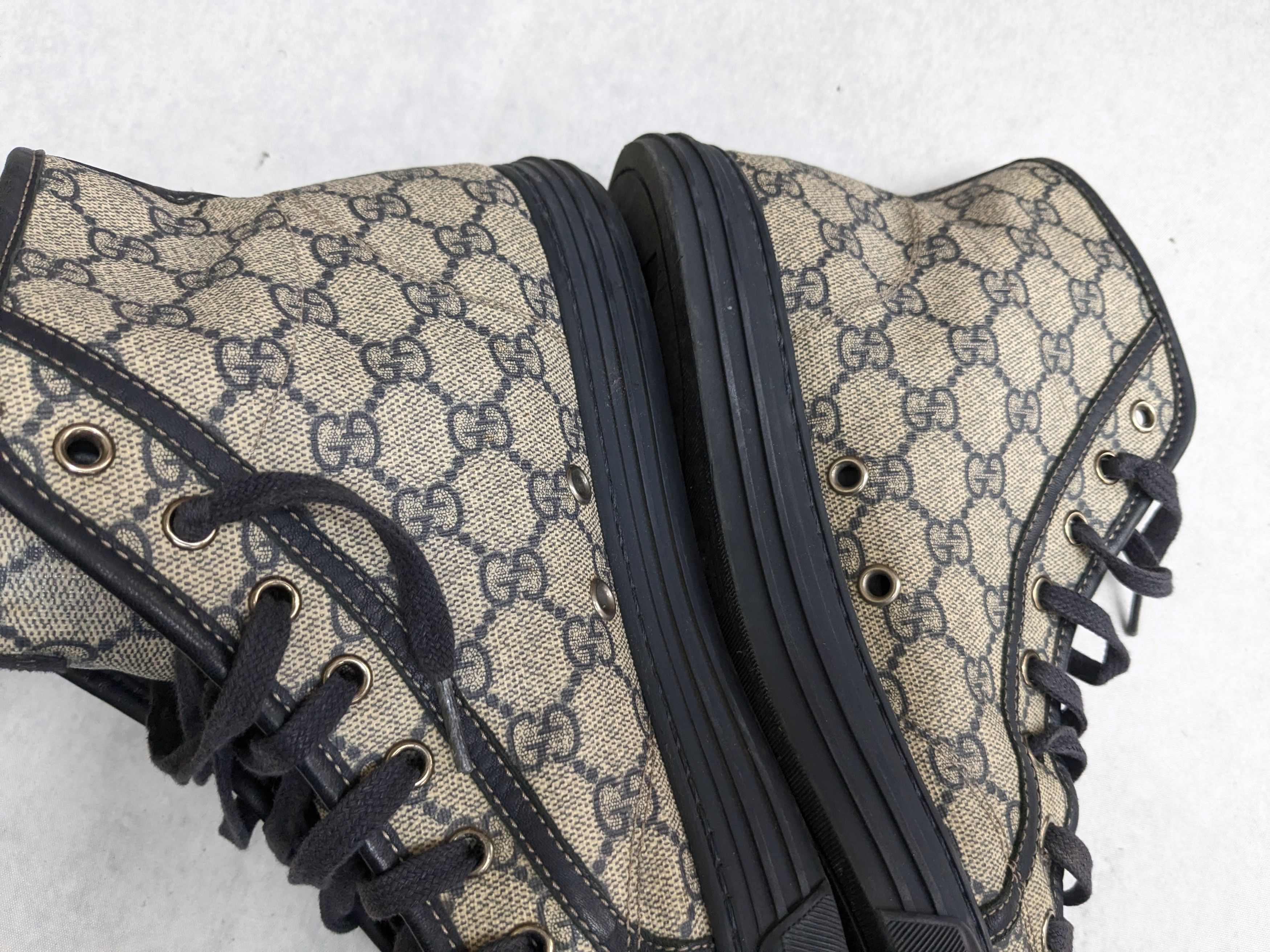 Gucci Gucci High Top Sneakers Blue Monogram 11 Leather GG Size US 11 / EU 44 - 10 Thumbnail