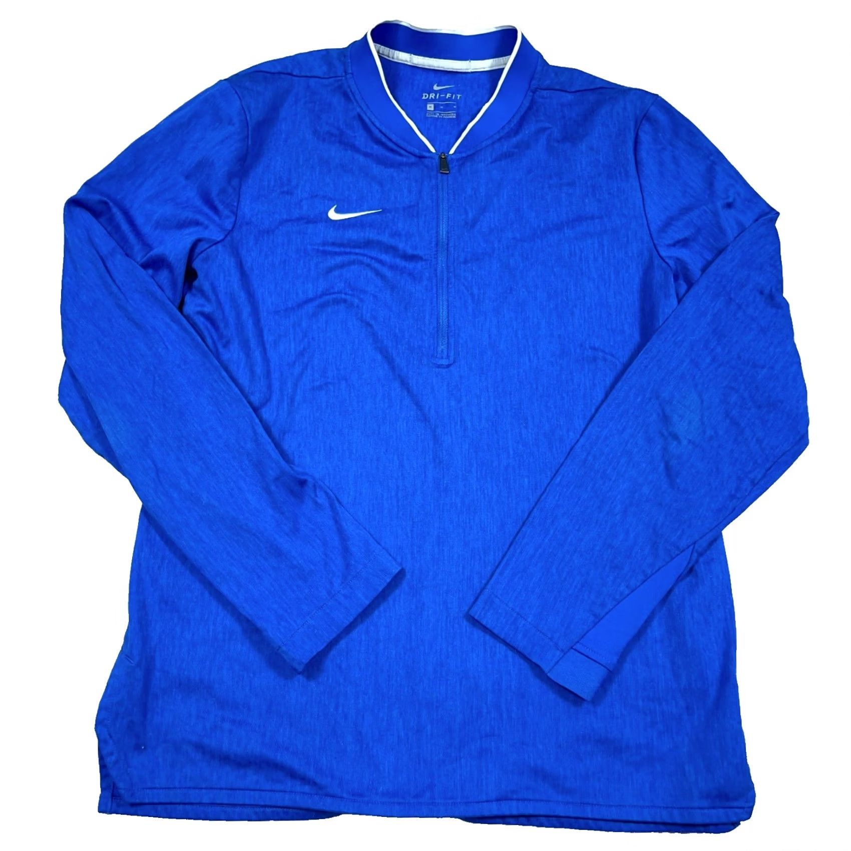 Nike Nike Dri Fit Sweater Pullover Men M Royal Blue Zip Mock Neck Logo 1/4 Zip All Seasons Lightweight Breathable Sweatshirt Shirt Long Sleeve Sports Size US M / EU 48-50 / 2 - 2 Thumbnail