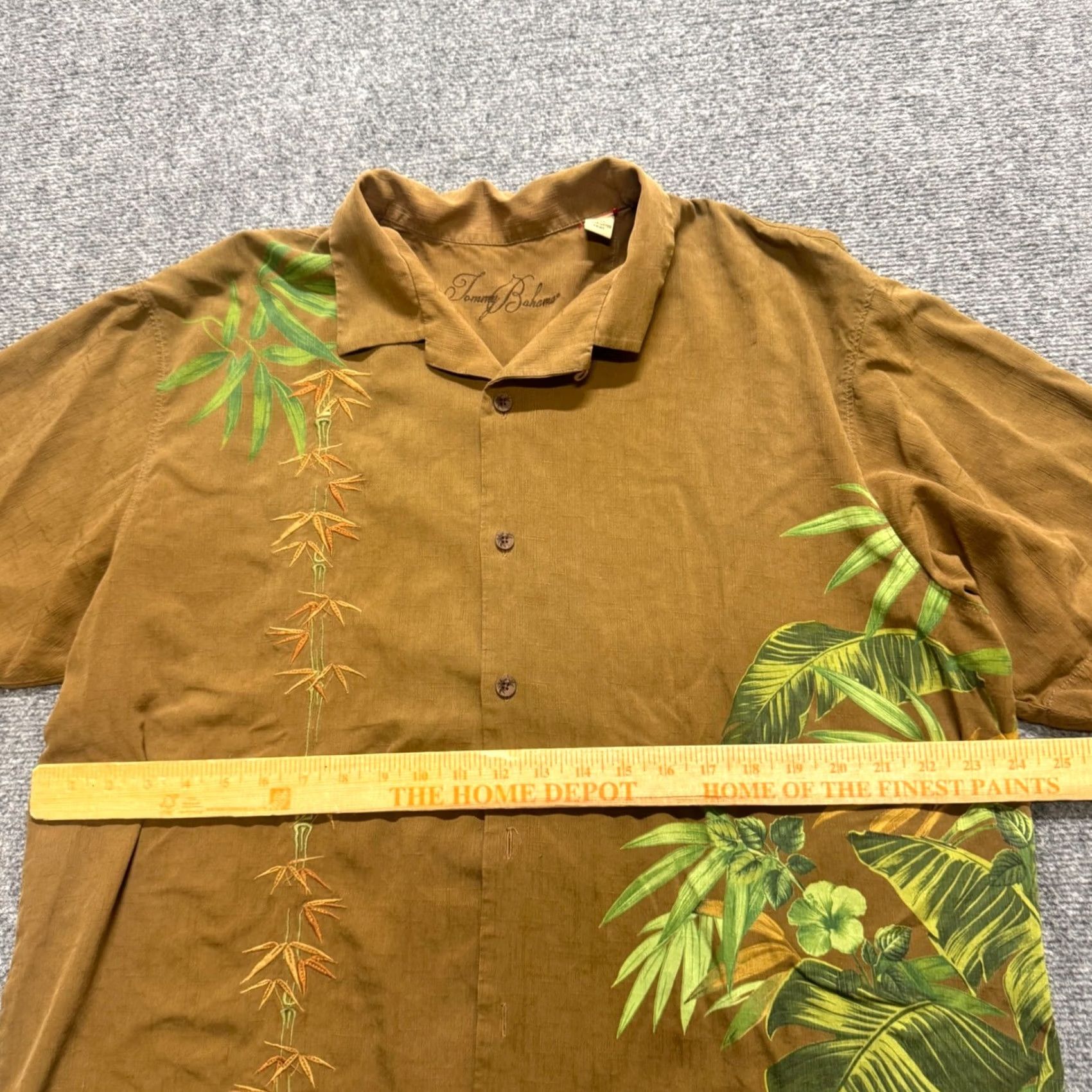 Tommy Bahama Tommy Bahama Men's XL Silk Brown Green Tropical Hawaiian Shirt Embroidered Size US XL / EU 56 / 4 - 4 Thumbnail