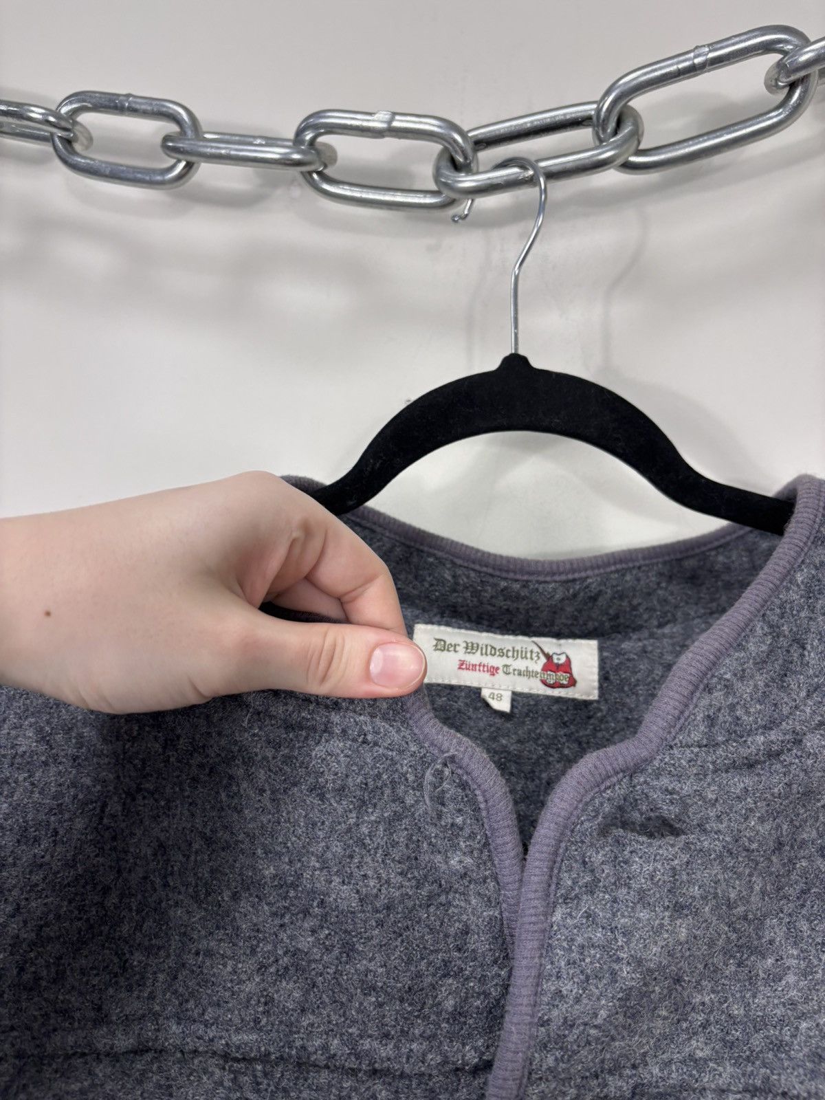 Other Vintage Der Wildschutz Trachten Grey Wool Cardigan Jacket Size L / US 10 / IT 46 - 5 Thumbnail
