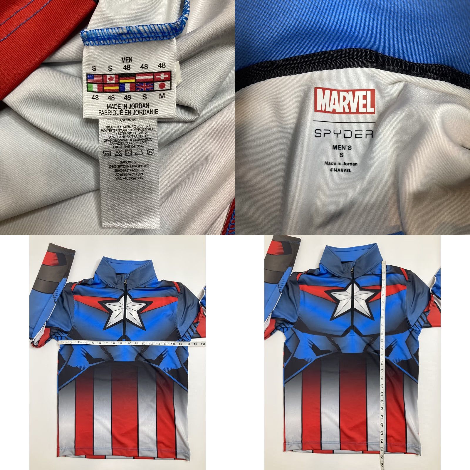 Spyder Spyder Marvel Tech Top Men's Small Blue Captain America 1/4 Zip Poly Blend Size US S / EU 44-46 / 1 - 8 Thumbnail