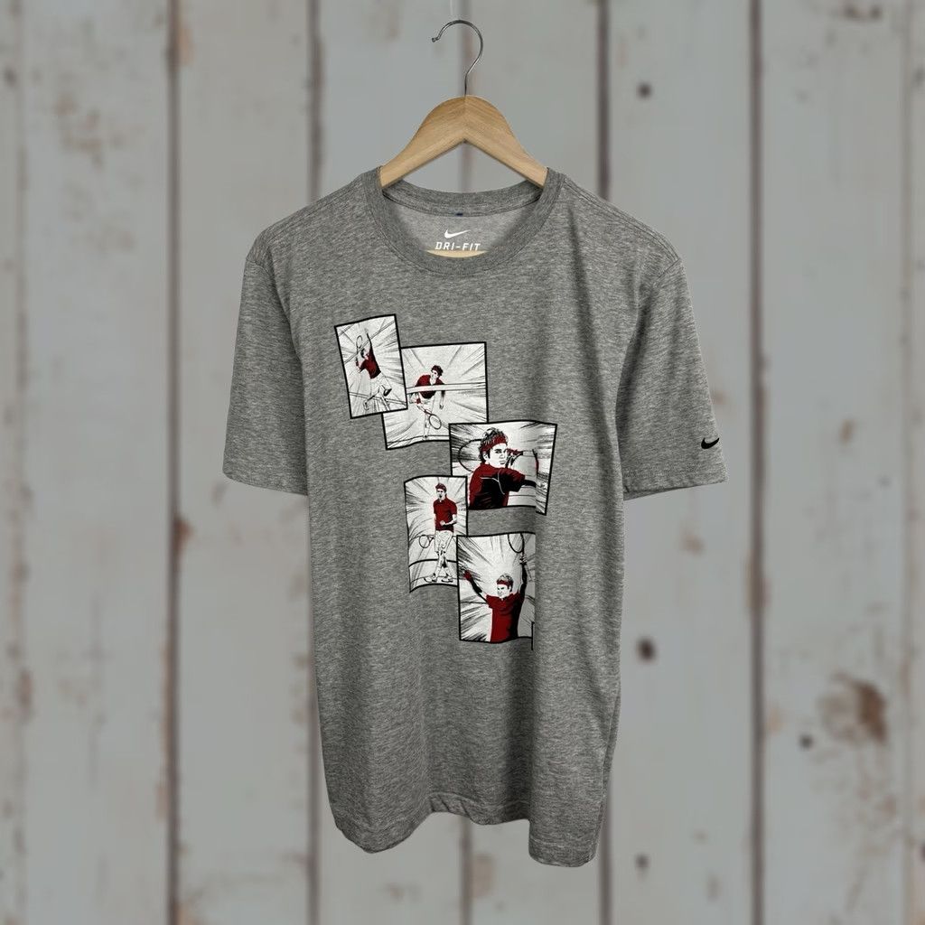 Nike NIKE RF Tennis Dri-Fit T-Shirt Mens M Retro Gray Nike Roger Federer RF Dri-Fit Tennis Shirt Size US M / EU 48-50 / 2 - 1 Thumbnail