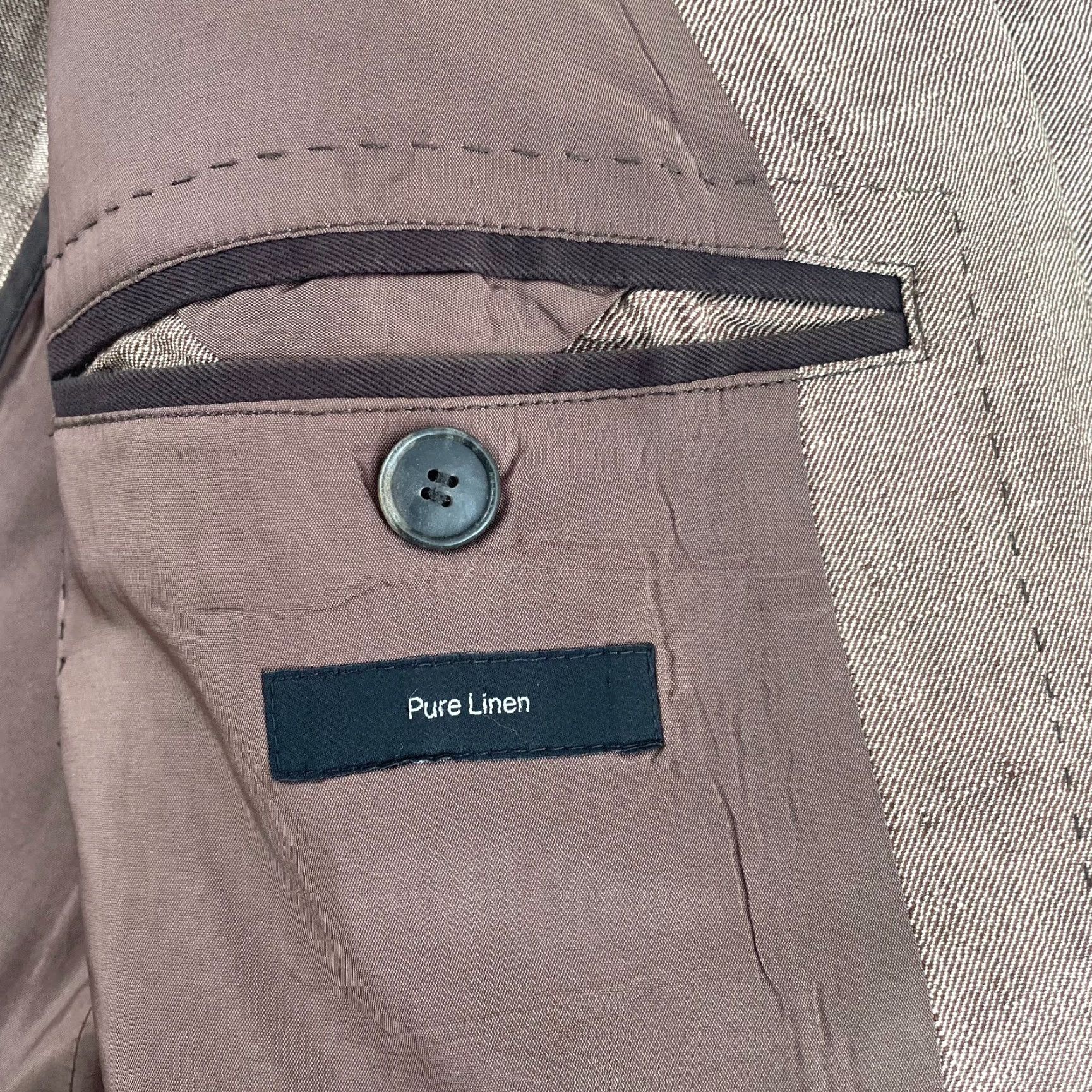 Hugo Boss VINTAGE? No — Hugo Boss Blazer Mens 40R Linen Brown Sport Coat Notch Lapel Single-Breasted Two-Button Dry Clean Only Classic Linen Blazer Mens Size 40R - 4 Thumbnail