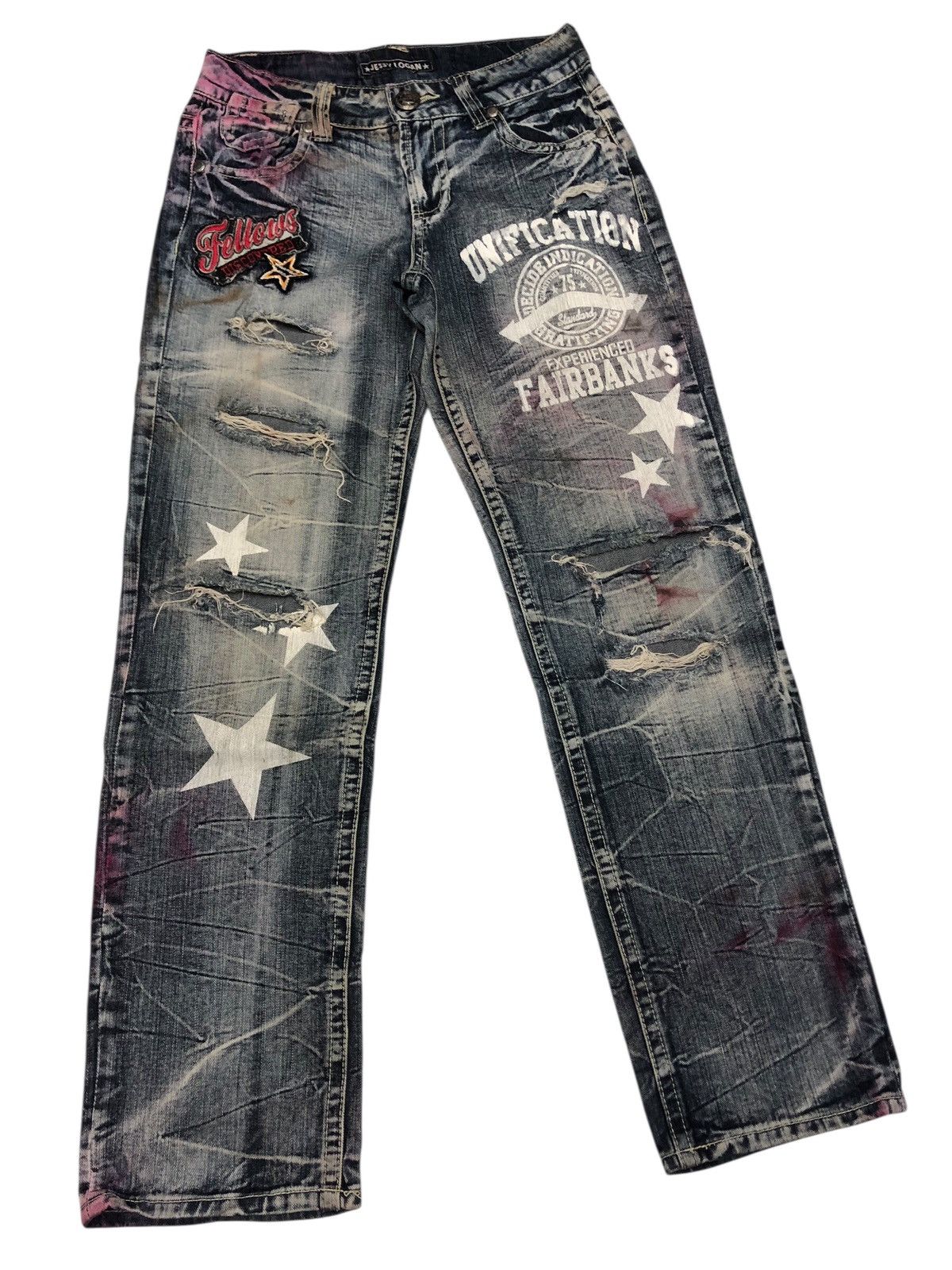 Hysteric Glamour × Undercover 🔥JESSY LOGAN THRASHED DISTRESSED DENIM PUNK JEANS Size US 28 / EU 44 - 2 Thumbnail