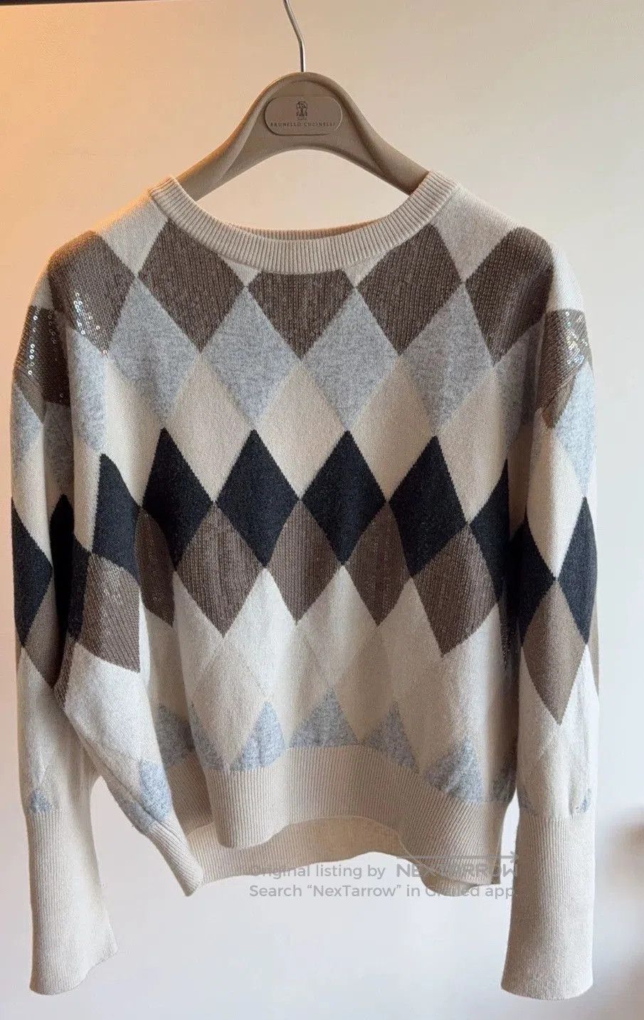Brunello Cucinelli Brunello Cucinelli Sequin Argyle Top. Size US L / EU 52-54 / 3 - 1 Thumbnail