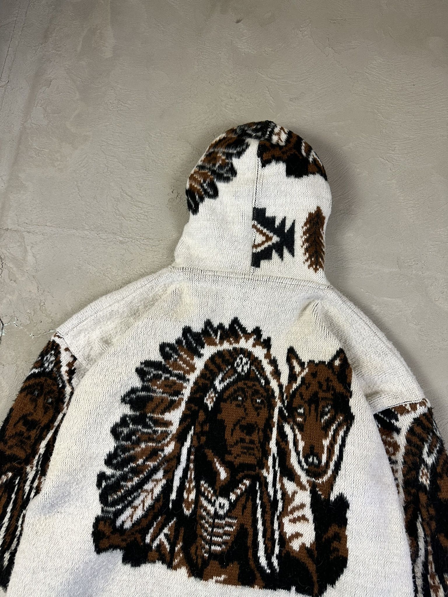 Japanese Brand Vintage Wuayra Wool Knit Indian Zip Hoodie Size US L / EU 52-54 / 3 - 14 Thumbnail