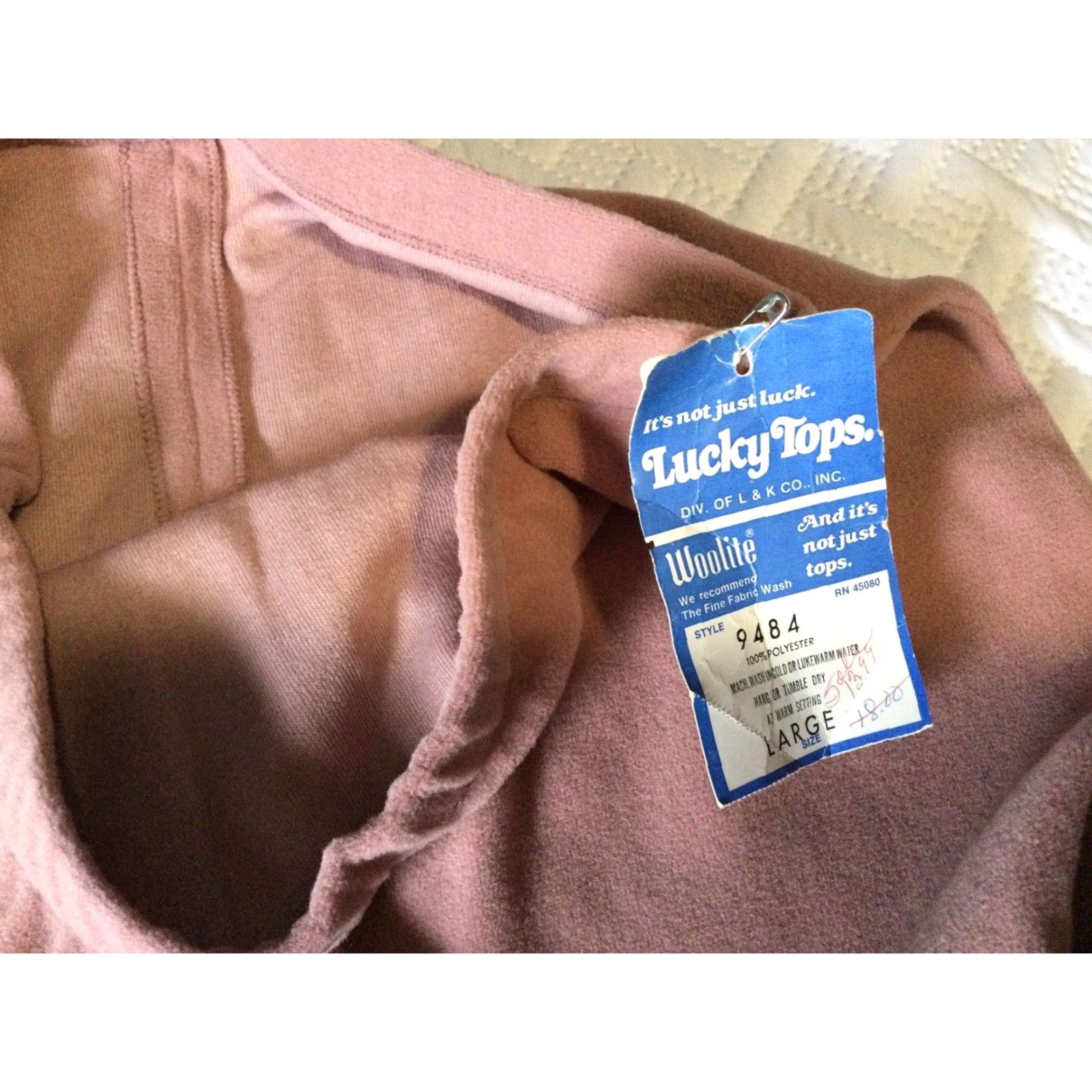 Vintage VINTAGE 1970s Lucky Tops Knit Flared Skirt Dusty Pink Size L Womens Size 36" / US 14 / IT 50 - 5 Thumbnail