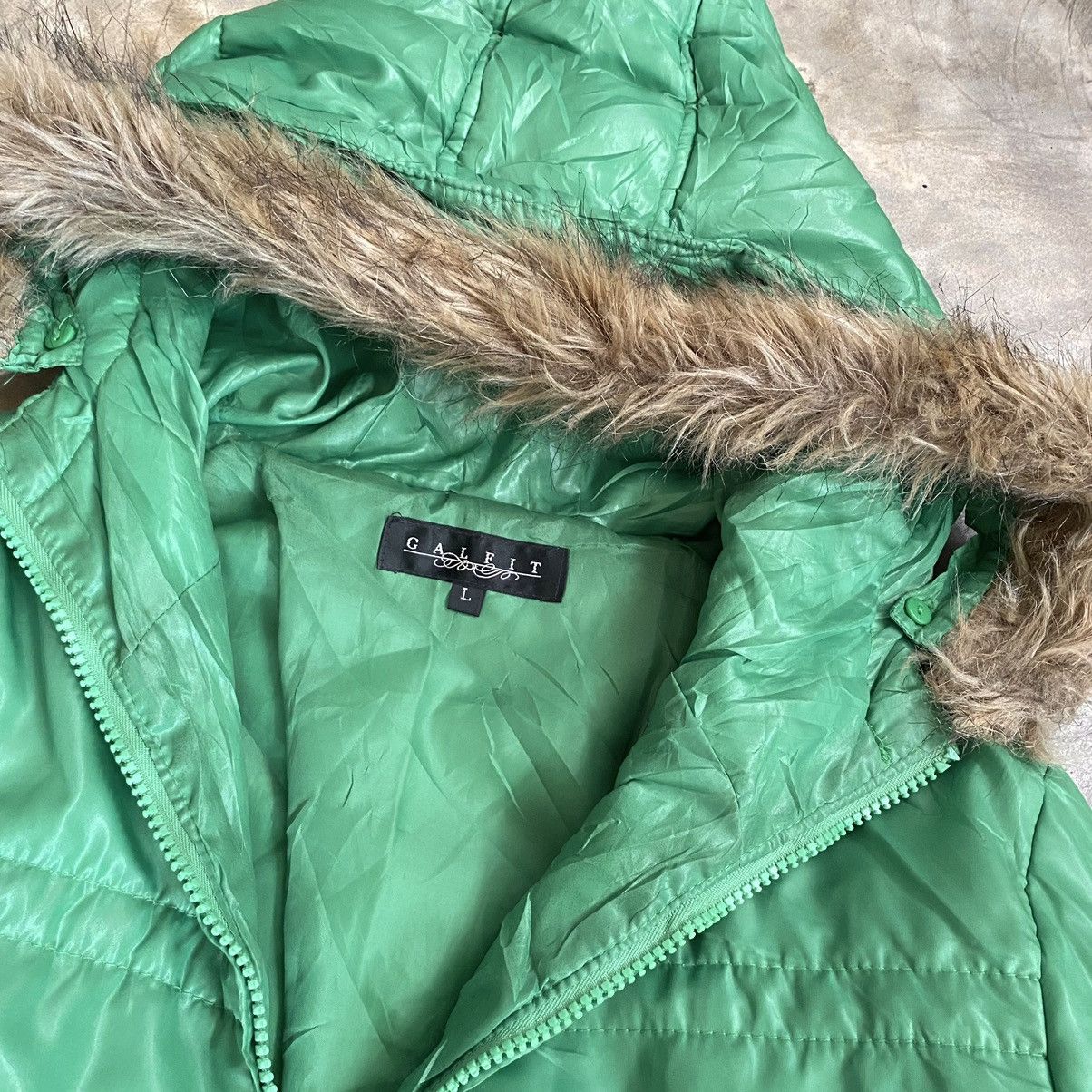 Japanese Brand 2000s Calfit Apocalypse Style Fur Hoodie Puffer Jacket Size US L / EU 52-54 / 3 - 4 Thumbnail