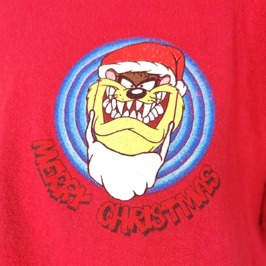 Anvil VINTAGE Taz Looney Tunes Christmas T Shirt Mens Large Red 90s Made In USA Size US L / EU 52-54 / 3 - 4 Thumbnail