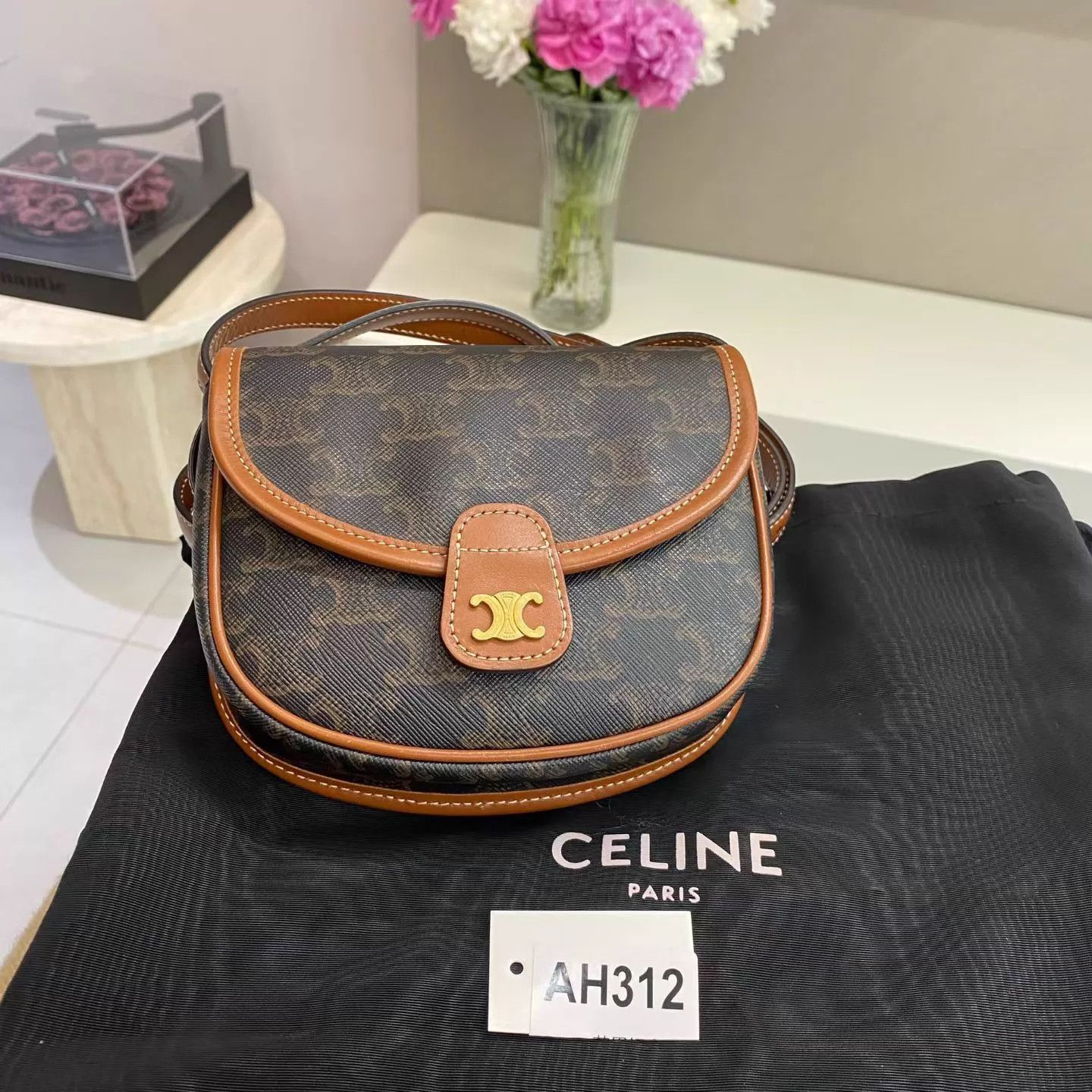 Celine CELINE Besace Triomphe Mini Saddle Bag (Mint, Dust Bag) Size ONE SIZE - 1 Thumbnail