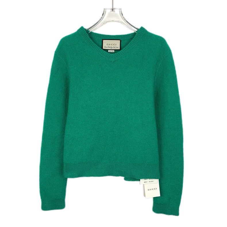Gucci Gucci Green wool V-neck long-sleeved knitted sweater 2502-N Size US S / EU 44-46 / 1 - 1 Thumbnail