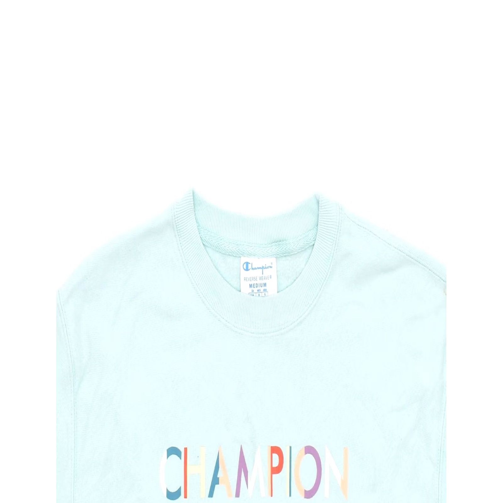 Champion CHAMPION Womens Crop Graphic Sweatshirt Jumper Medium Turquoise UK 12 Size M / US 6-8 / IT 42-44 - 5 Thumbnail