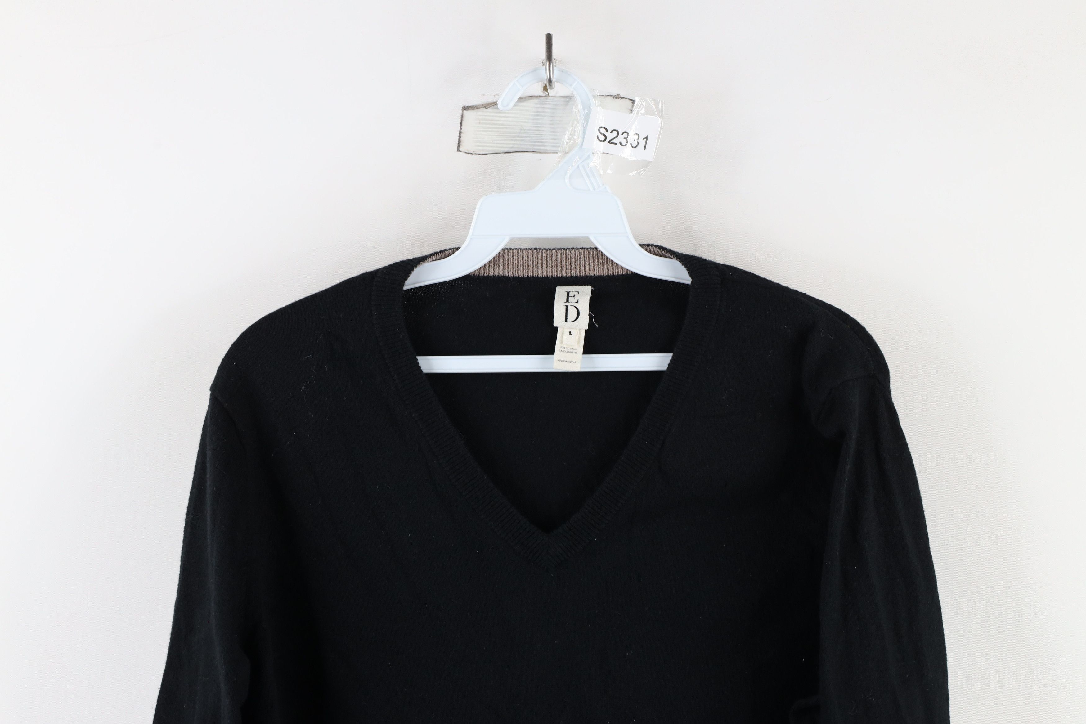 Vintage ED Ellen Degeneres Love Cashmere Blend Knit Sweater Black Size L / US 10 / IT 46 - 2 Thumbnail