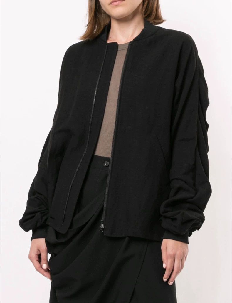 Yohji Yamamoto Yohji Yamamoto Black linen-paneled baseball jacket Size US M / EU 48-50 / 2 - 2 Thumbnail