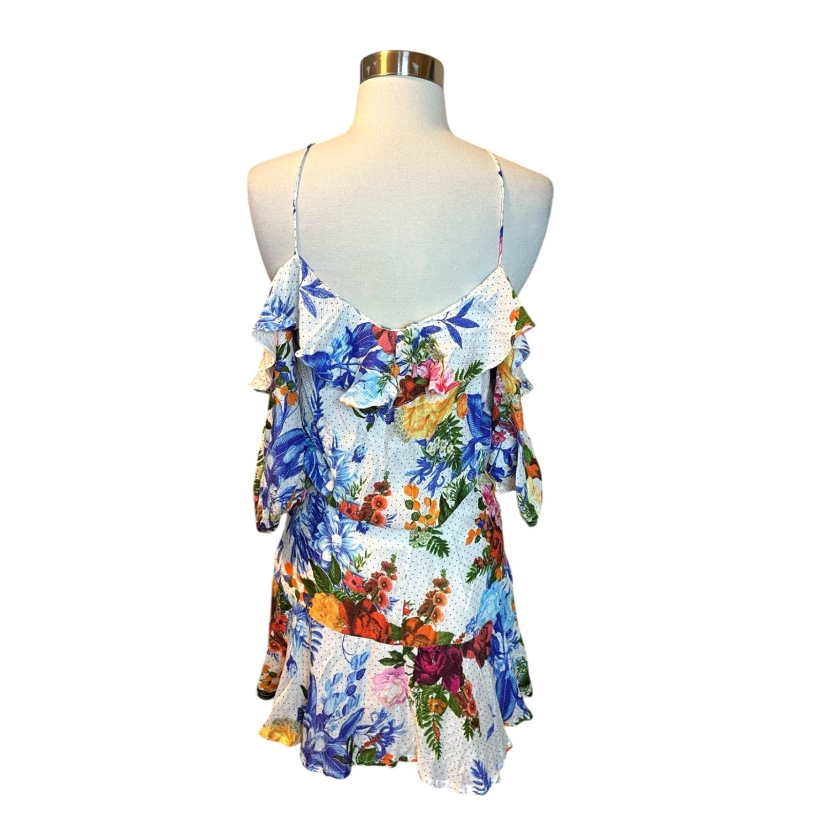 FARM Between Flowers Dress Small White Colorful Floral Mini