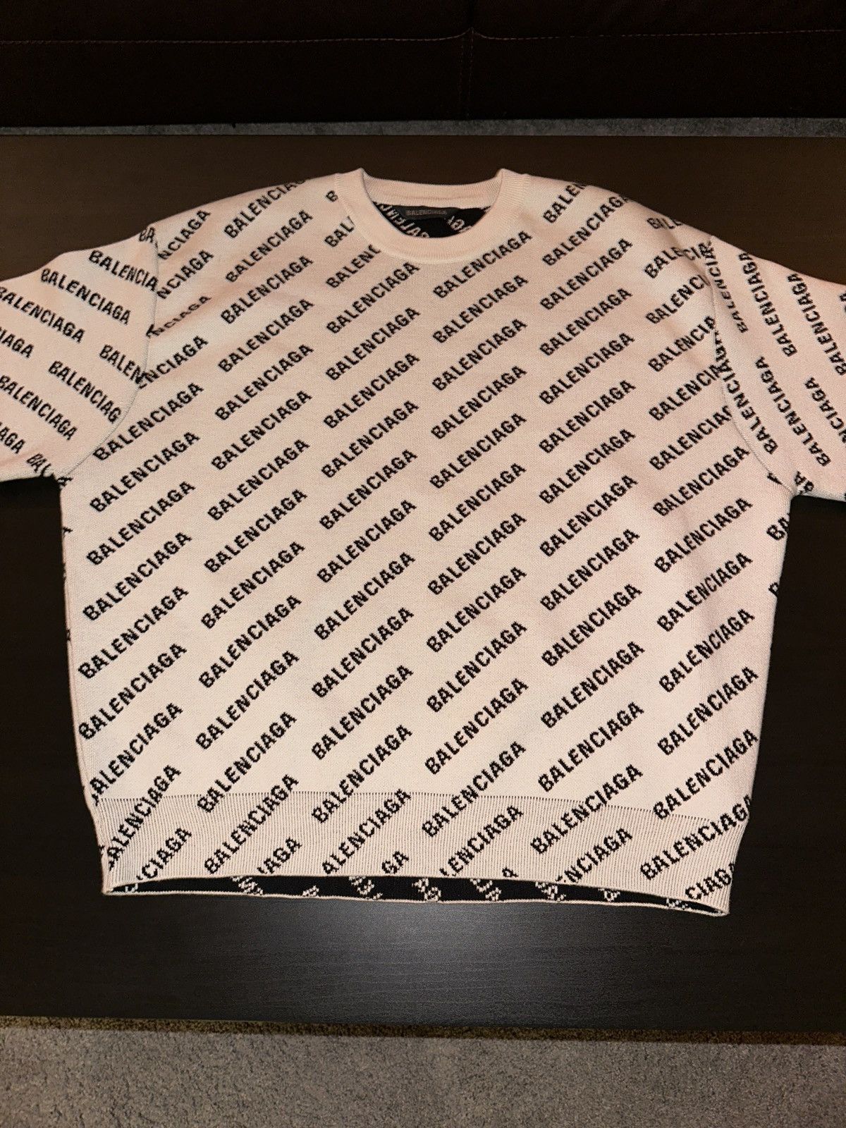 image of Balenciaga White/black Reversible Sweater, Men's (Size XL)