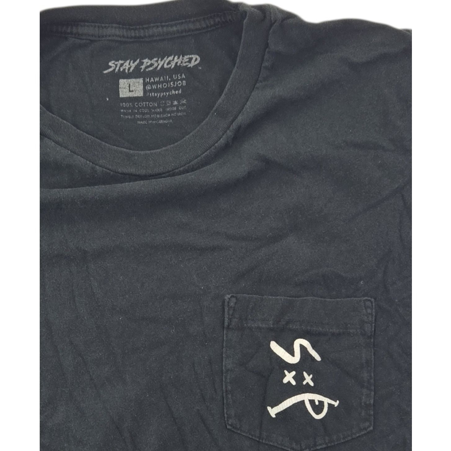 Other Stay Psyched | Black T-shirt with Fun/Funny graphics | Large Size US L / EU 52-54 / 3 - 2 Thumbnail