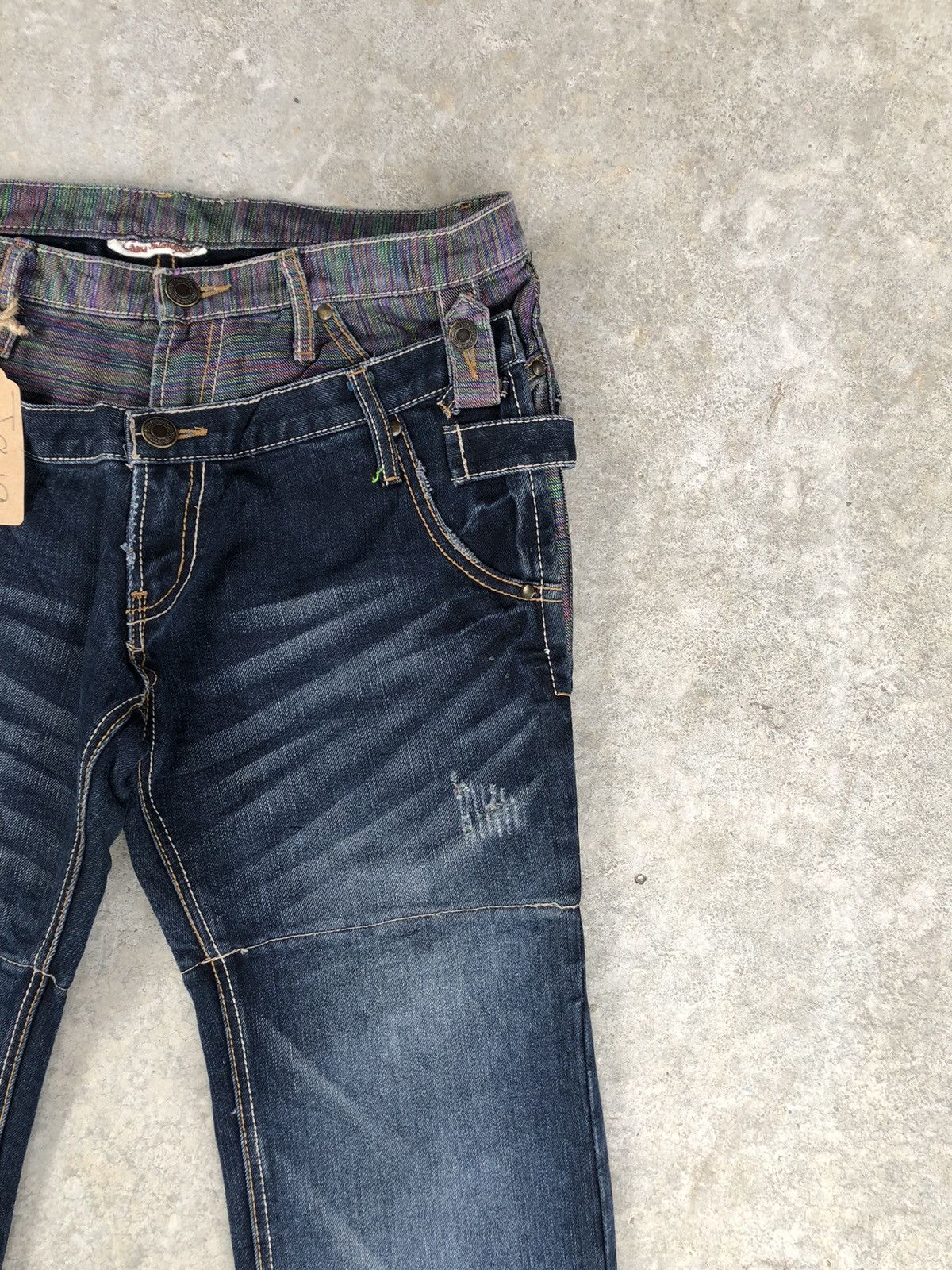 Japanese Brand Japanese Gumu Double Waist Distressed Jeans Size US 33 - 7 Thumbnail