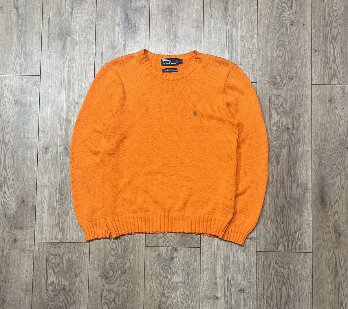 Polo Ralph Lauren × Vintage Vintage 90s Cotton Plain Orange Ralph Lauren Knitted sweater Size US S / EU 44-46 / 1 - 1 Thumbnail