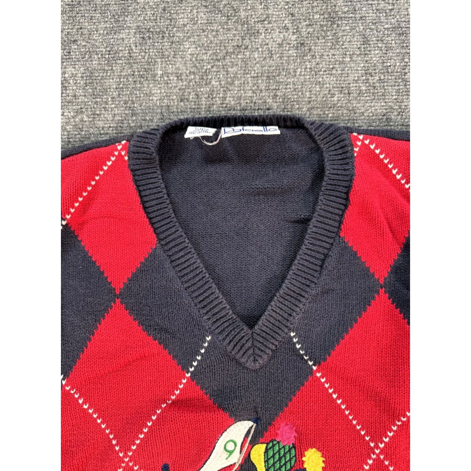 Vintage VINTAGE Rafaella Sweater Vest Mens Medium Red Black Argyle Golf Graphic 90s Bag Size US L / EU 52-54 / 3 - 5 Thumbnail