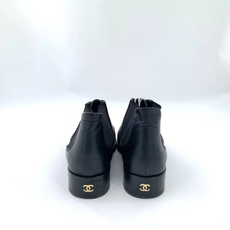 Chanel Chanel Black leather stitched round toe casual boots Size US 6 / IT 36 - 4 Thumbnail